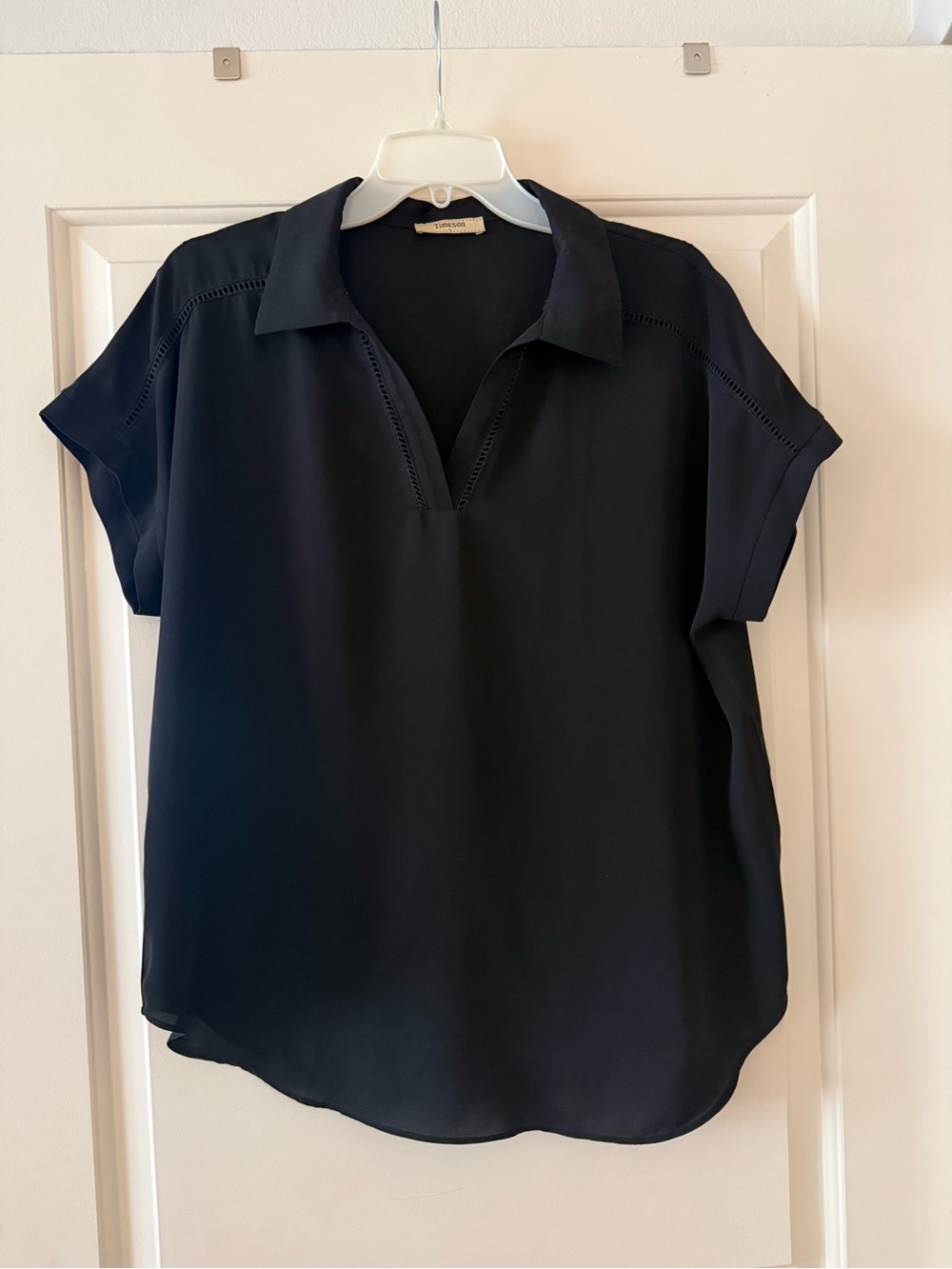 Relaxed Black Short-Sleeve V-Neck Blouse - Women